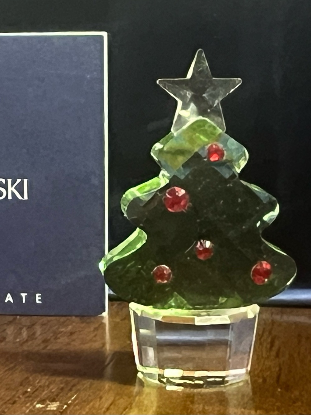 Swarovski Green Crystal Christmas Tree with Red Ornaments Miniature - Picture 4 of 12